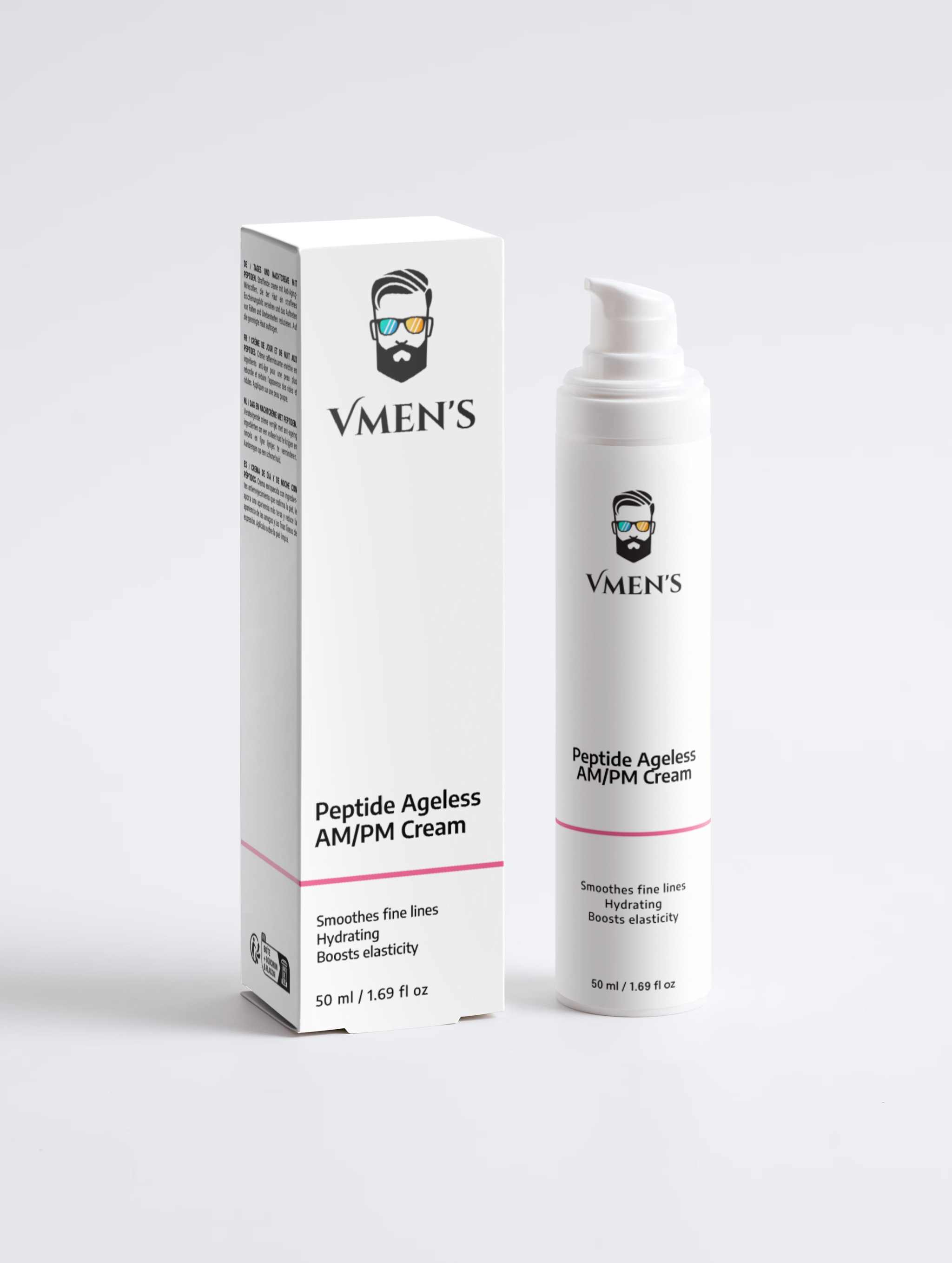 VMEN’S Peptide Ageless AM/PM Cream packaging on a white background
