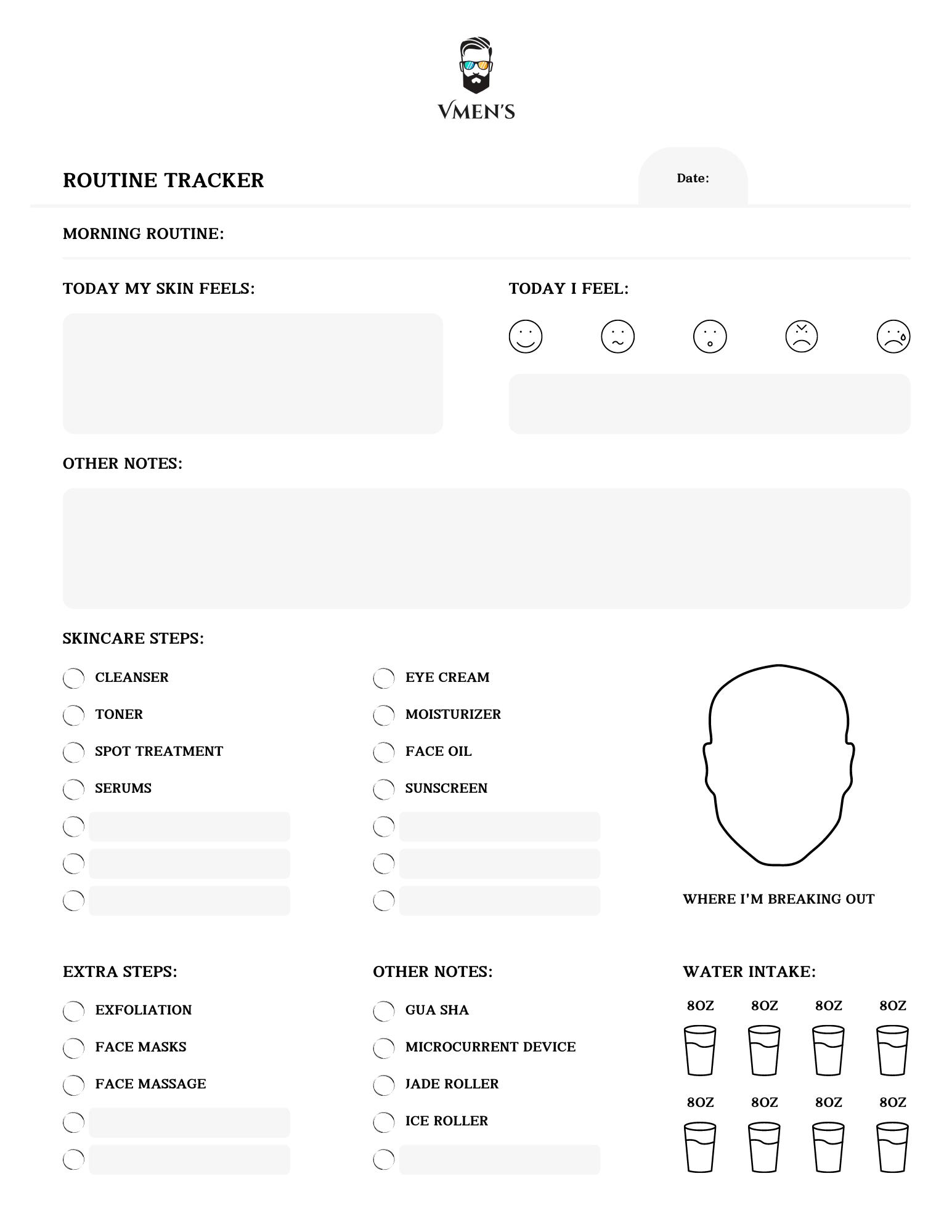 Digital Skincare Daily Journal - Vmen&