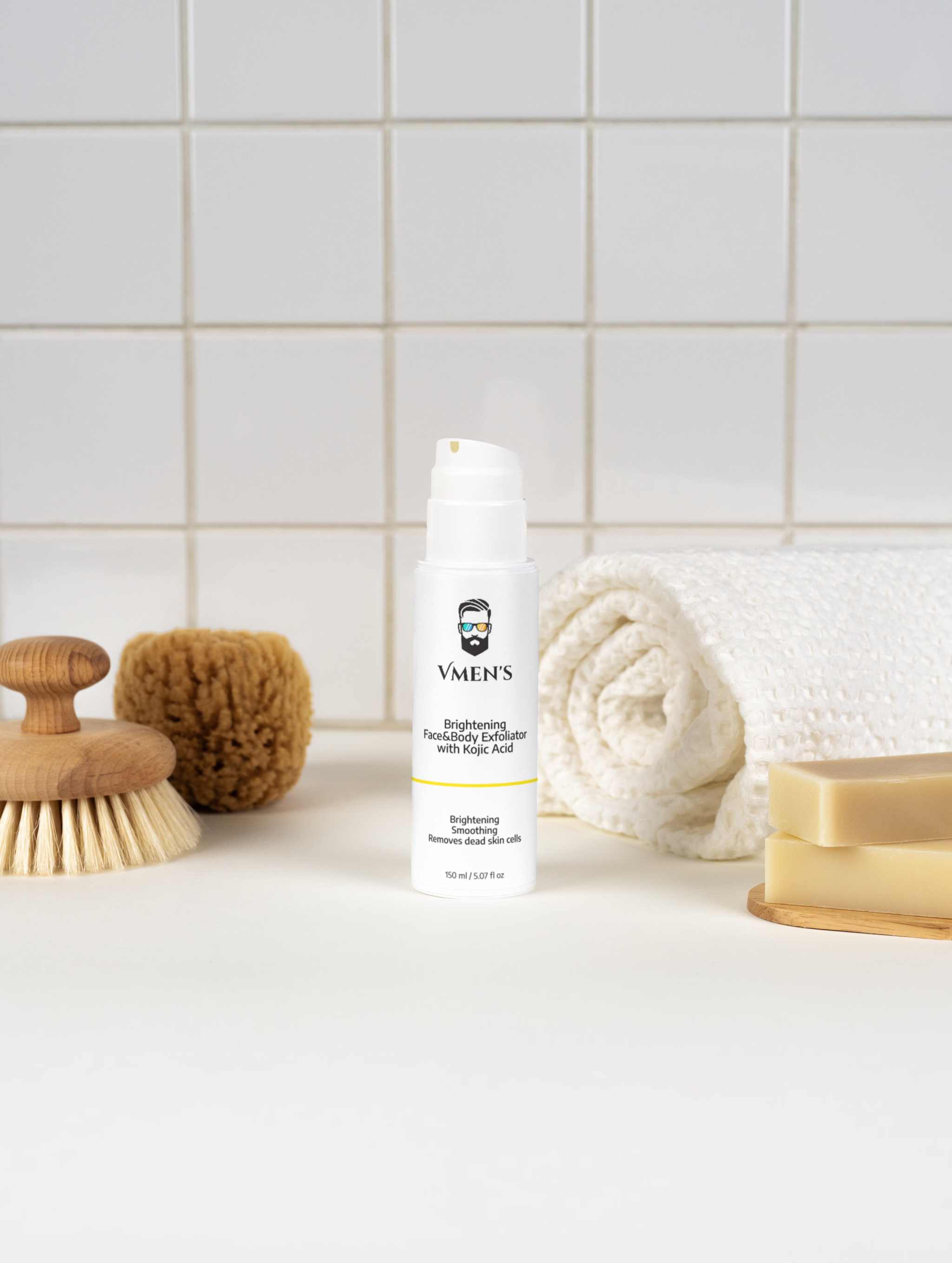Vmen’s Brightening Face & Body Exfoliator with Kojic Acid