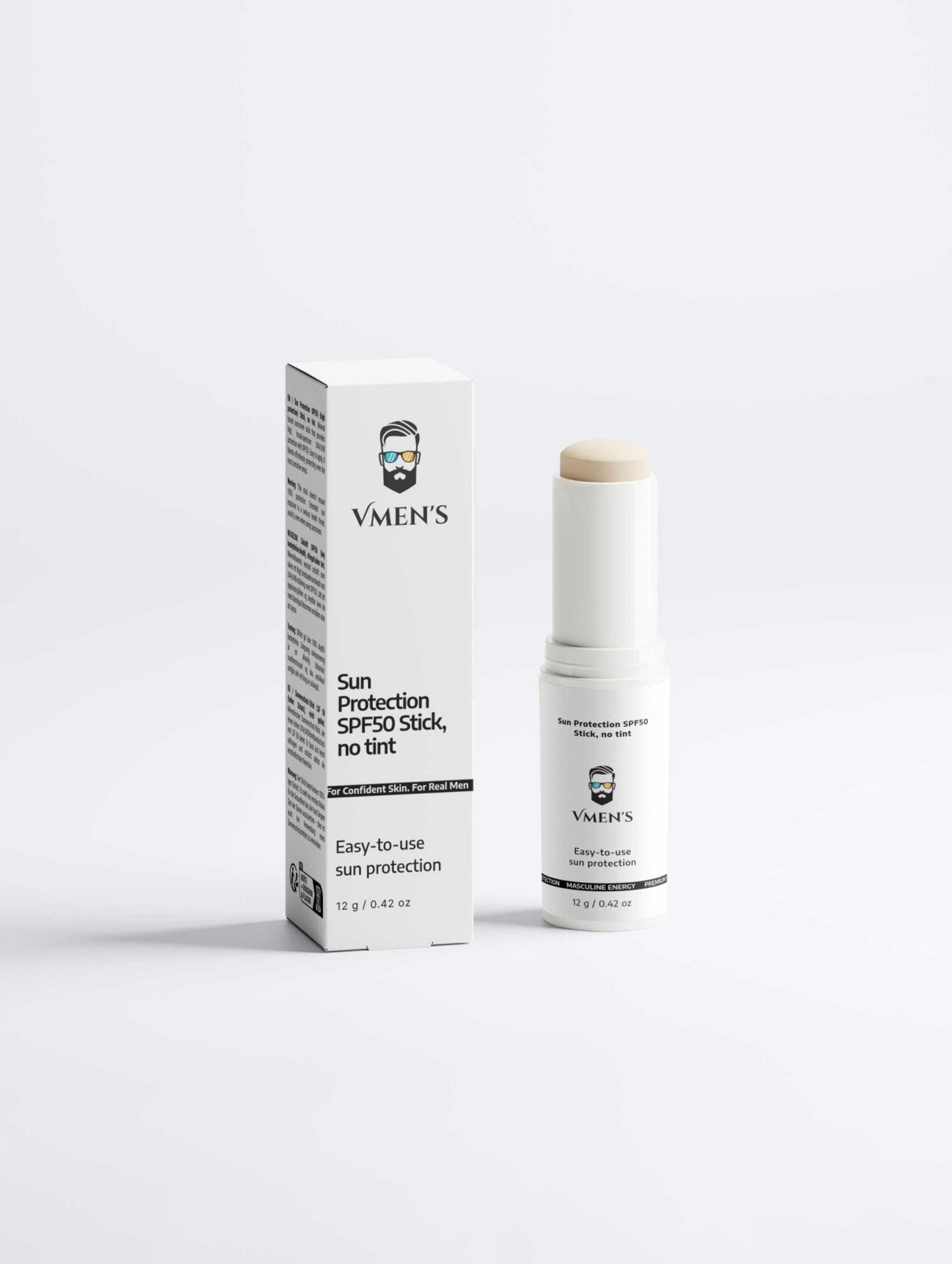 Sun Protection SPF50 Stick, NO TINT | Mineral Sunscreen for Men - Vmen&