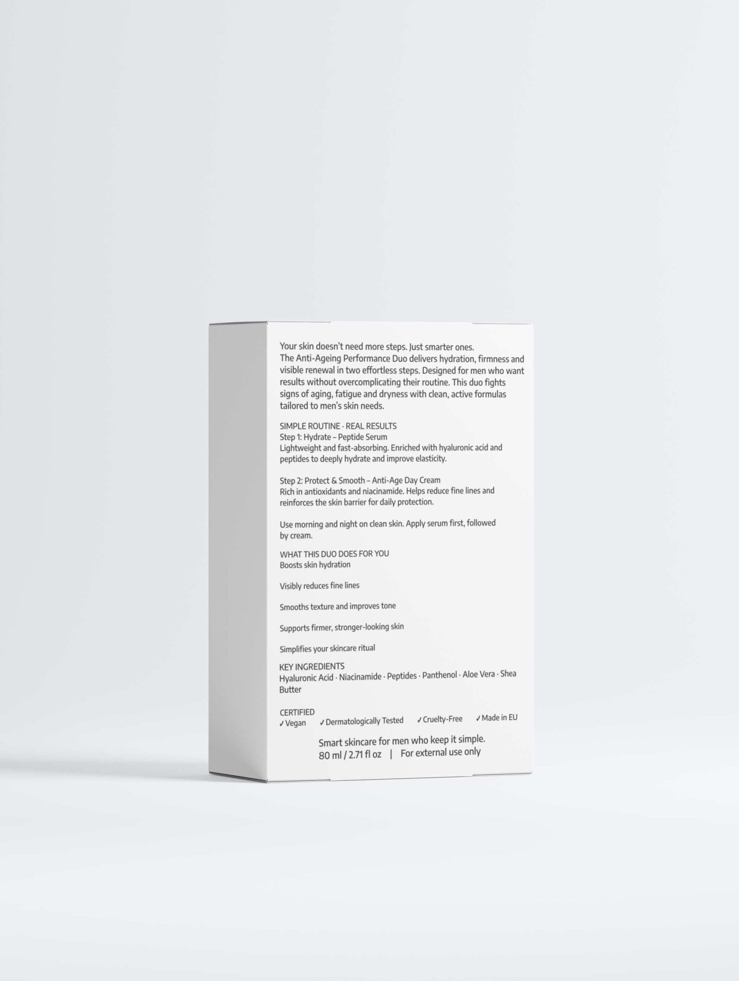 Product packaging with text on a white background
