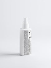 Back label of VMEN’S CURL CARE Texture Mist for Men, showing multilingual product information and directions.