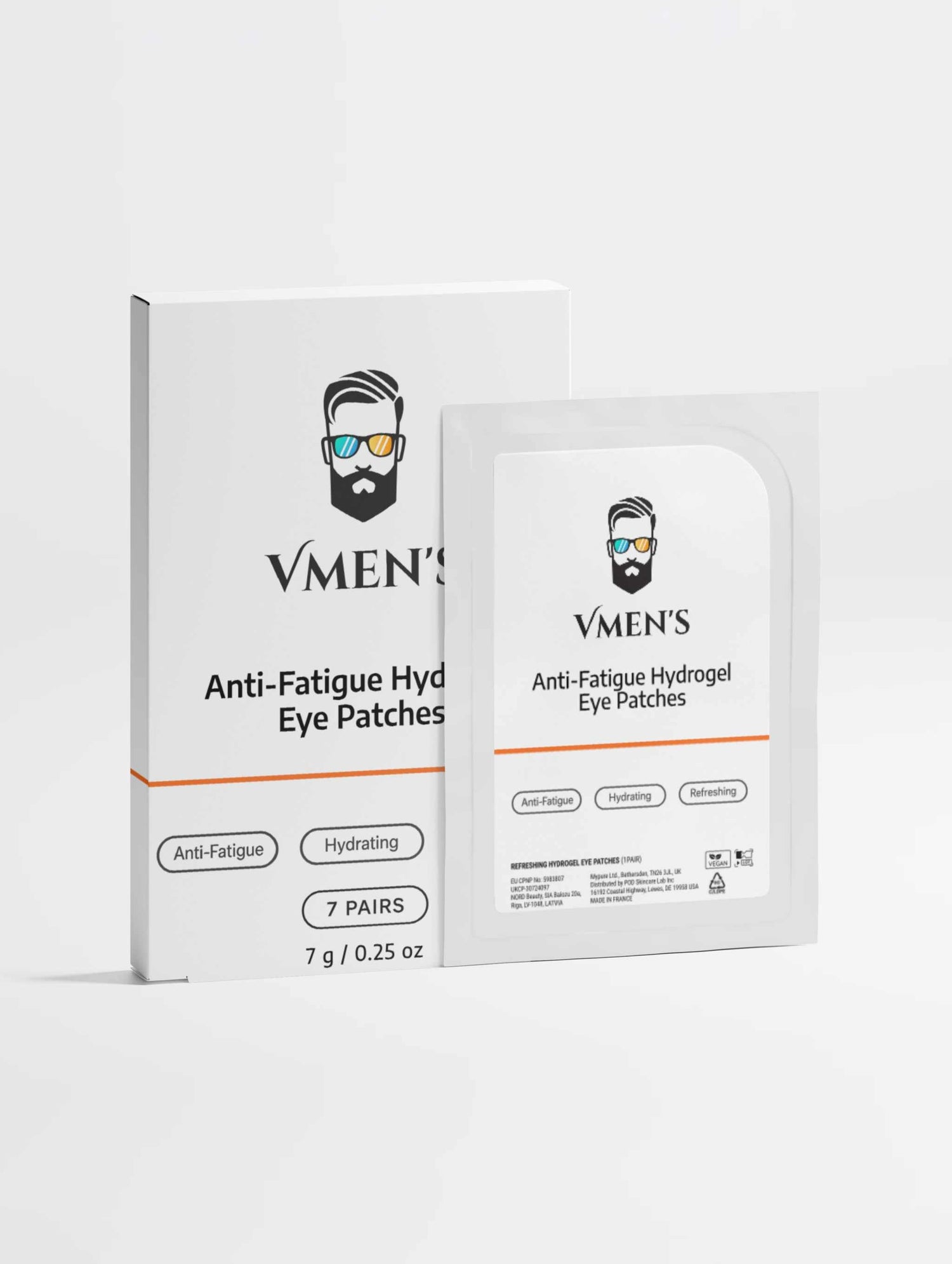 Men using anti-fatigue hydrogel eye patches for refreshed eyes