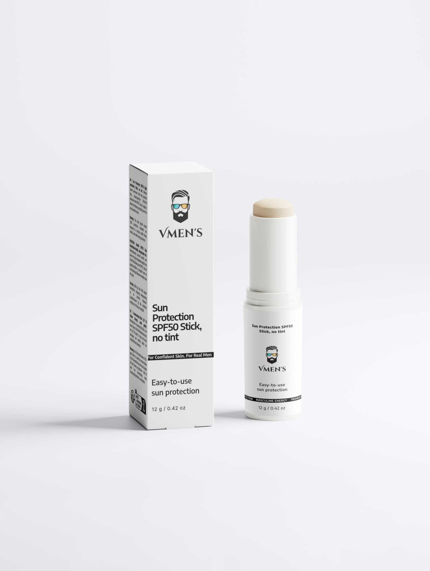 Sun Protection SPF50 Stick, NO TINT | Mineral Sunscreen for Men - Vmen&