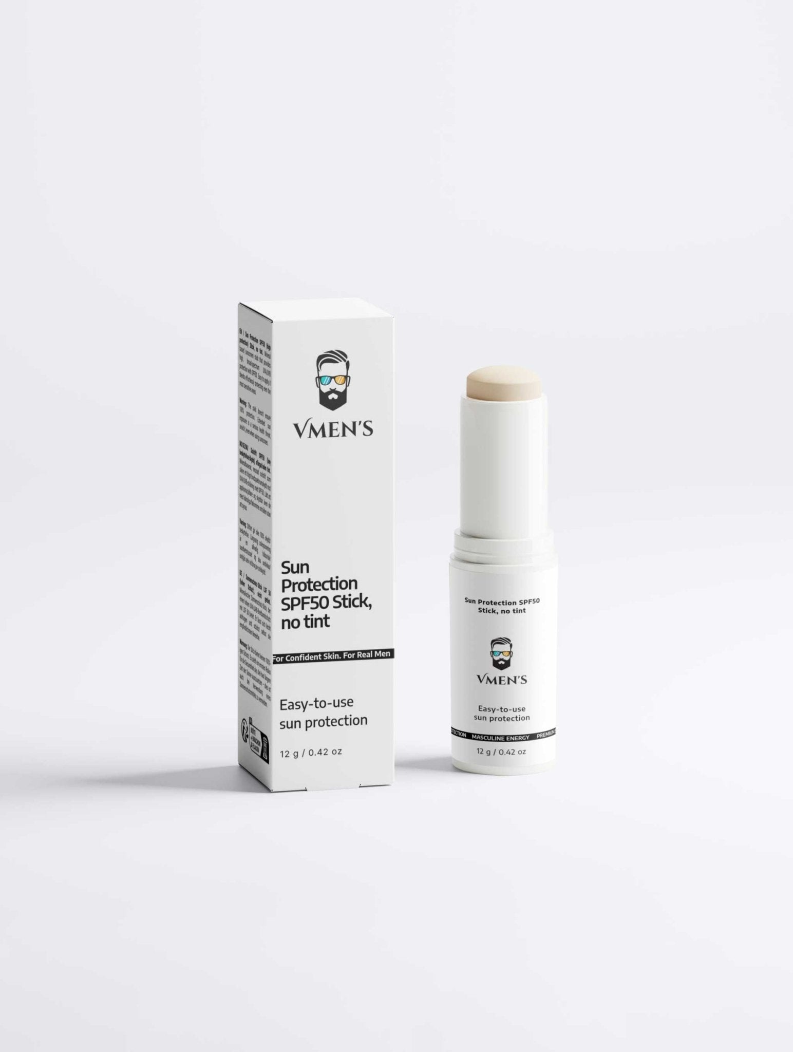 Sun Protection SPF50 Stick, NO TINT | Mineral Sunscreen for Men - Vmen&